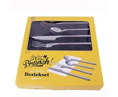 Besteckset Brunch Tafelbesteck Menülöffel Menügabel Menümesser Kaffeelöffel, für 4 Personen, 16-teilig, Edelstahl, spülmaschinenfest, 1 Stück