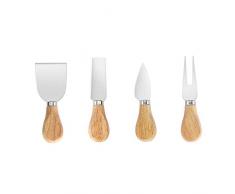 Yorkitchen Käsemesser-Set, 4-teilig, hochwertig, Käsespaten, Weichkäsemesser, Hartkäsemesser und Käsegabel mit Holzgriff, qualitatives Käse Messer Käse schneiden Messer
