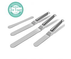 SveBake Winkelpalette Edelstahl Set - 3 Stück Winkelpaletten mit 1 Gerade Spatel, Kuchenmesser & Tortenmesser, Torten Zubehör, Icing Spatula Set für Torte