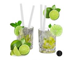 Relaxdays Profi Gastro Strohhalme 50er Set, Cocktail, Party, extrem starker Kunststoff, 10 mm Ø, 20 cm lang, transparent