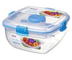 Sistema to go Salat Container mit Dressing und Besteck, transparent/blau, 37.1 oz