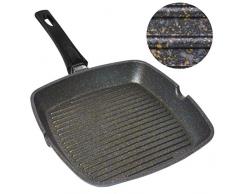 Home Icon Kupfer Granit Grillpfanne 29 cm Abnehmbarer Griff, Induktion, kompatibel mit Gas- und Elektroherden, Whitford Antihaftbeschichtung, backofenfest