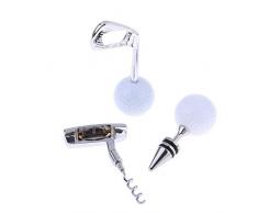 Fenteer 3 Stück Wiederverwendbar Weinstopper mit Flaschenöffner Weinflaschenöffner Flaschenstöpsel Weinflasche Stopfen als Geschenk für Golfer - Silber