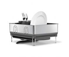 simplehuman, kompaktes Drahtrahmen Abtropfgestell, graue Kunststofftropfschale und Utensilienhalter, 5 Jahre Garantie