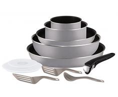 Tefal L21499 Ingenio Essential Pfannen- und Topf-Set, 11-teilig, antihaftversiegelt, Starterset, grau
