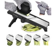 MILcea Gemüsehobel Mandolinenschneider, Multifunktion Edelstahl Gurkenhobel, Verstellbar Kartoffelreibe Küchenreibe Gemüsereibe