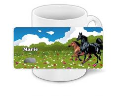 Tasse mit Namen Marie und schönem Pferde-Motiv für Mädchen - Tasse für Kinder Keramiktasse