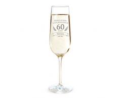 AMAVEL Sektglas mit Gravur zum 60. Geburtstag – Personalisiert mit [Namen] – Sektflöte als Geburtstagsgeschenk – Geschenkidee für Frauen – Glas für Sekt, Champagner und Prosecco – Sektkelch