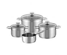 Silit Pisa Topfset 4-teilig, Töpfe mit Glasdeckel, Induktionstöpfe, Edelstahl poliert, Topf Induktion, unbeschichtet, backofengeeignet