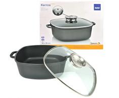 kela Aluguss Eckpfanne/Servierpfanne mit Aromaknopfdeckel und Greblon Non-Stick C3+- Beschichtung
