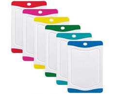 Rosenstein & Söhne Brettchen: 6er-Set Schneidebretter in 6 Farben, antibakteriell, je 20 x 15 cm (Küchenbrett)