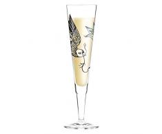 RITZENHOFF White Label Champagnerglas von Olaf Hajek, aus Kristallglas, 200 ml, mit edlen Platinanteilen, inkl. Stoffserviette