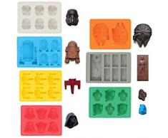 Sunerly Eiswürfelformen / Silikonförmchen in Form von Star-Wars-Charakteren, ideal für Schokolade, Eiswürfel, Wackelpudding, Süßigkeiten, Desserts, Backwaren, Seife und Kerzen (Set mit 7 Formen)