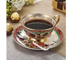 Panbado, Porzellan Kaffee Set, 3-teilig Kaffeeservice, 200 ml Kaffeetasse mit Untertasse und Löffel