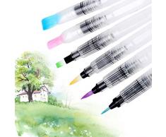 Ohuhu Wasser-Farbpinsel-Stifte, 6er-Set Aquarell-Pinsel für wasserlösliche Farbstifte, Wasserfarben-Marker auf Wasserbasis, Pigmente in Pulverform, Back to School Kunst Ausrüstung