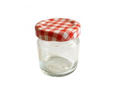 12er Set leere Rundgläser Mini Gläser 53 ml Deckelfarbe Rot Karriert To 43 ( 12 Etiketten 30mm Ø ) zum Beschriften Bedrucken Haushaltsetiketten Sturzgläser Honig Kaviar Marmeladengläser Obstgläser Einweckgläser Senf, Honig,
