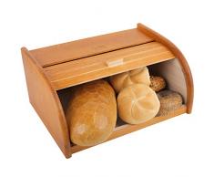 Creative Home Erle Roll-Brotkasten aus Buchen-Holz | 40 x 27,5 x 18,5 cm | Perfekte Brot-Box für Brot, Brötchen und Kuchen | Brot-Kiste mit Roll-Deckel | Natürlich | Brotbehälter für Jede Küche