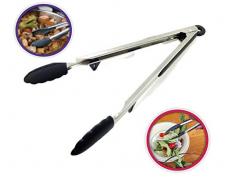 MisterConcreto Professionelle Küchenzange für Lebensmittel, Backofen, BBQ Grill, robust und Kratzfest, aus Edelstahl und Silikon, Rutschfeste Griffe