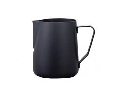LJW Coffee Milchkännchen Kaffeeziehbecher Teflon Edelstahlspitze Mund Hitzebeständig Milchschaumtopf 300Ml, Schwarz