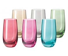 Leonardo Sora Becher groß farbig sortiert, 6-er Set, 390 ml, verschiedenfarbige Gläser mit Colori-Hydroglasur, 047287