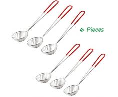 nuluxi Fondue Sieb Edelstahl Küchensieb mit Griffen Feinmaschig Küchensieb Die Praktischen Siedelöffel aus Rostfreiem Edelstahl Eignen Sich Perfekt zum Garen von Gemüse Pilzen Fisch Fleisch (6 Stück)