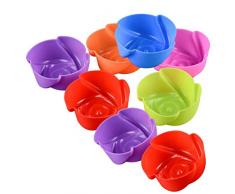UPKOCH 8 Stück Silikon-Muffinförmchen Rosen-Form wiederverwendbare Silikon-Backförmchen antihaftbeschichtet Cupcake Liner Maker Form Cup Cup Cup Zufällige Farbe