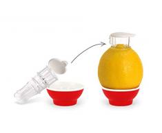 Patent-Safti Entsafter I Der Originale Safti Ausgießer für Zitronen, Orangen etc. I Einfacher als Jede Zitronenpresse oder Saftpresse I BPA frei, (Rot)