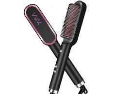VKK Haarglätter Bürste Glättbürste, 30s Schnell Aufheizen, Haare Durchgekämmen|Bügeln|Glätten mit Anti Verbrühen, 5 Einstellbare Temperatur 140º-200º, Schwarz