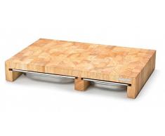 Continenta Multifunktions- Schneidebrett aus Holz, mit 3 Edelstahl-Schubladen, 52,5 x 34,2 x 9,4 cm