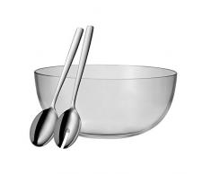 WMF Taverno Salatschüssel Set, 3-teilig, Glasschale Ø 30 cm, Salatbesteck 30 cm, Glas, Edelstahl Cromargan, rostfrei, spülmaschinengeeignet