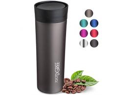 720°DGREE Premium Thermobecher “PleasureToGo” - 450ml, BPA-Frei, Auslaufsicher - Schlanker Edelstahl Kaffeebecher to go, Isolierbecher, Reisebecher Travel Mug mit Deckel - 360°-Trinköffnung - 5h heiß