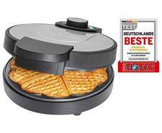 Bomann WA 1365 CB Waffeleisen, 1000 Watt, Edelstahleinlage, Große Backflächen Ø 18 cm (antihaftbeschichtet), Stufenlos regelbarer Bräunungsgrad