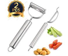 Kartoffelschäler, Obst- und Gemüseschäler Pro Set mit Edelstahl, Julienne-Schäler für Küche, Kartoffel, Karotte, Apfel, Zitrus(2 Stück)