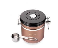 Schramm® Kaffeedose 1200 ml in 10 Farben mit Dosierlöffel Höhe: 12cm Kaffeedosen Kaffeebehälter aus Edelstahl, Farbe:Bronze