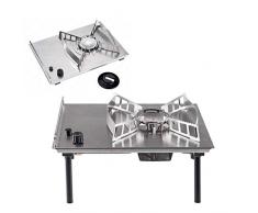 Tragbare Camping Gasherd, 5500W Tischherd Kochgeräte Piezo-Zündung Butan-Brenner-Außen Geschirr for Picknick Grill Backpacking Wandern