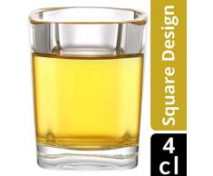 12 Schnapsgläser Set Glas 4cl Eckig - Standfest - Spülmaschinenfest - Gläser für Tequila Wodka