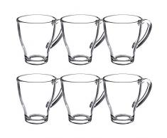 KADAX Teegläser, 6er Set, Gläser mit Griff, Wassergläser, Saftgläser, Glastassen, Gläserset für Tee, Kaffee, Wasser, Drink, Eistee, Saft, Garten, Trinkgläser, spülmaschinenfest (Afra, 280ml)