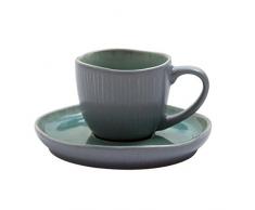 4er Set Espressotassen mit Untertasse Prego hellblau Taupe D. 6,5cm A. U Maison