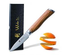 Wakoli Oliven Damastmesser - sehr hochwertiges Profi Messer mit Olivenholz Griff mit Damast Klinge, Damastmesser Officemesser, Damastküchenmesser