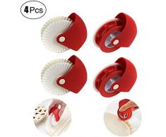 WENTS Gebäckschneider und Kantendekorateur 4 Stück Gitterroller Gitterwalze Torten Schneider Pizza Schneider Pizza Gebäck Gitter Schneider Gebäck Torten Dekorations Schneider Plastikrad Rolle