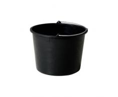 Xclou Baueimer ca. 20 Liter in Schwarz, robuster Wassereimer aus hochwertigem PE Regenerat, runder Putzeimer mit Metallhenkel, praktischer Zementeimer mit Abgießrand und Literskala