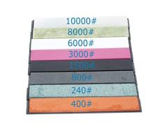 Wetzstein, Messerschärfstein, Ölsteinschärfer mit Sockel von 240# bis 10.000# - 15 cm x 2 cm x 0,5 cm, 8er Set