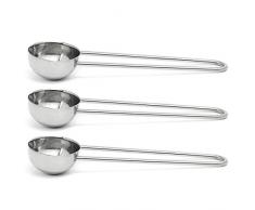 com-four® 3 Stück Kaffeemaßlöffel mit Drahtgriff aus Edelstahl, Dosierlöffel