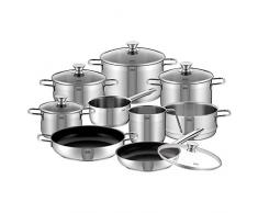 Silit Pisa Topfset 10-teilig, Töpfe mit Glasdeckel, Induktionstöpfe, Milchtopf, Dämpfereinsatz, Pfanne beschichtet, Edelstahl poliert, Topf Induktion