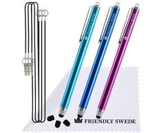The Friendly Swede Eingabestift Touchstift Stylus Stift (3er-Set) für Tablett und Handy, mit dünnerer Spitze, Ersatzspitzen, Anhängern und Reinigungstuch