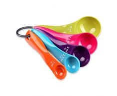 Schramm® Fünfteiliges Messlöffel-Set 5 tlg. in 5 Farben Maßlöffel Messbecher Kunststoff Bunte Dosierlöffel Kochen Backen Dosieren Dosierhilfe