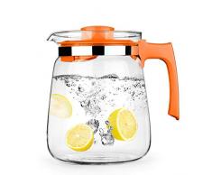 Glasteekanne Glas Teekanne Wasserkocher Teekannen 2000 ml / 1500 ml Teekanne Kaltwasserkocher Große Kapazität Verstärkter Glaskrug Haushaltswaren Kochtopf Saftkaraffe Handgrip-1500ML_orange