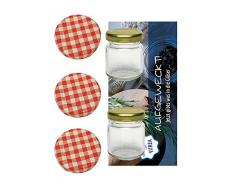 20 Sturzgläser Mini 53 ml Rundgläser Honig Kaviar Marmeladengläser Obstgläser Einmachgläser Einweckgläser To 43 Rot Karriert Vitrea Rezeptflyer