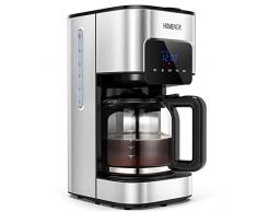Kaffeemaschine, Homever Filterkaffeemaschine mit Timer und Permanentfilter, Kaffeemaschinen mit Anti-Drip-Funktion, bis 12 Tassen, Touchscreen und Hochwertiger Edelstahl, silber-schwarz