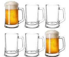 Biergläser mit Henkel 0,5 Liter Set 6 Teilig Oktoberfest Maßkrug aus Glas Beer Bier grade klar Bierseidel Bierkrüge